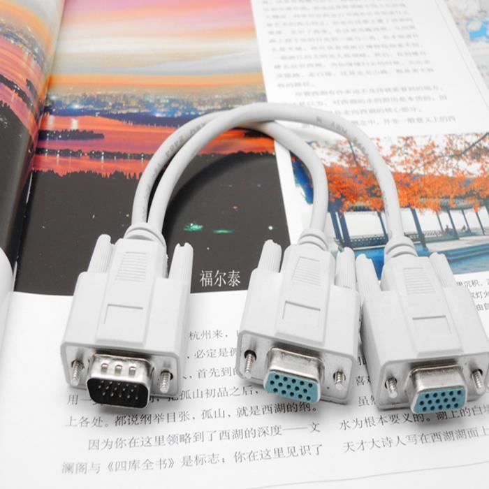 1 m/âle VGA /à 2 Splitter VGA Femelle C/âble de Moniteur vid/éo Double Graphique LCD diviseur Y c/âble 15 Broches 1pc