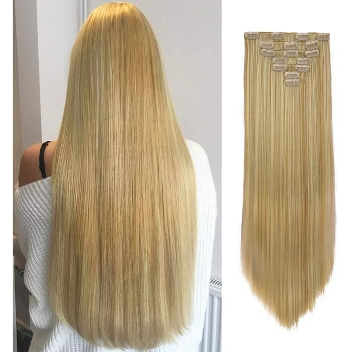 Extension cheveux clip lisse, 55 cm extension à clip cheveux