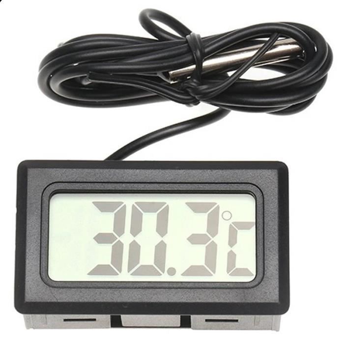 Thermomètre Voiture Écran LCD Avec Sonde Externe - Surveillance Température Intérieure Et Extérieure, Horloge Numérique
