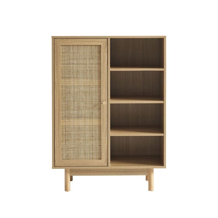 Buffet HELENA effet chêne et cannage rotin 1 porte 80 cm Buffet HELENA effet chêne et cannage rotin 1 porte 80 cm