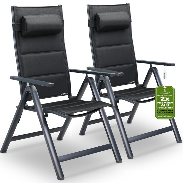 Set de 4 chaises de jardin aluminium dossier réglable 8 positions rembourrage max. 120kg chaise à dossier haut chaise pliante