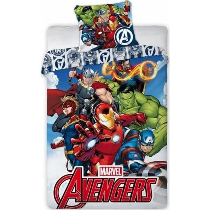 Avengers Marvel - Parure de lit enfant 1 place - Housse de Couette 140x200  cm et une Taie d'oreiller 63x63 cm. - Cdiscount Maison