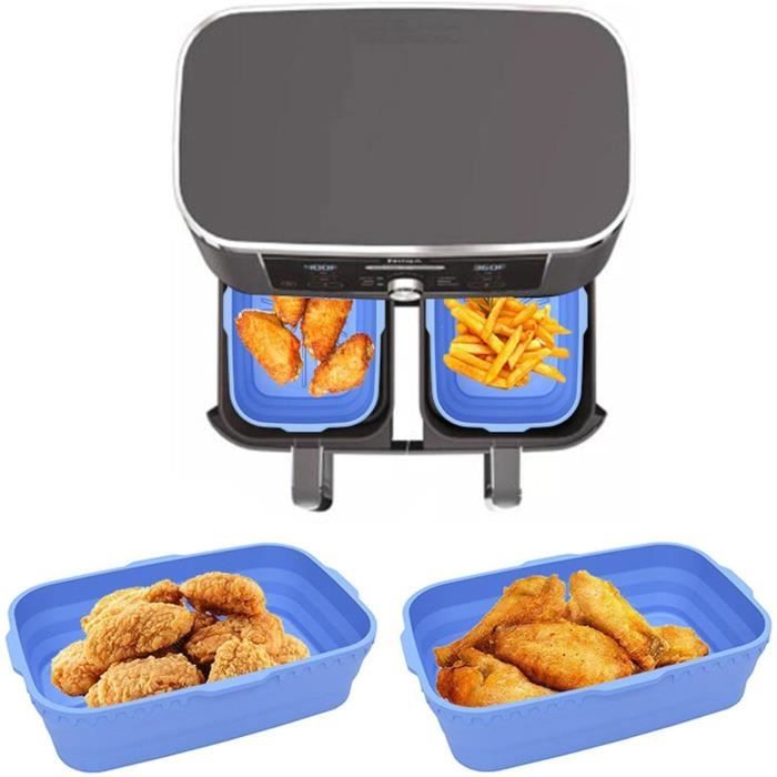 2Pcs New Air Fryer Silicone Pot For Ninja Foodi,Reusable Silicone Air Fryer Liner,Rectangle Air