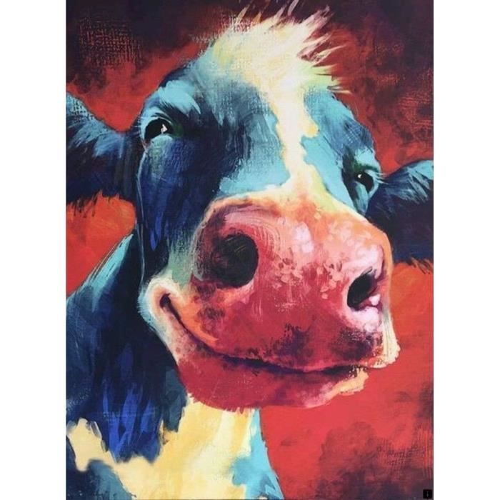 Kit De Diamond Painting 5D - Motif Vache Mignon, Dimensions 30x30 Cm - Loisir Créatif DIY, Déco Murale