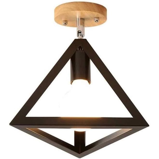 Lustre Suspendu Vintage WOTTES Avec Abat-jour Métal - Design Artistique, Base E27, éclairage Doux Pour Chambre, Salon, Café (Noir, Style B)