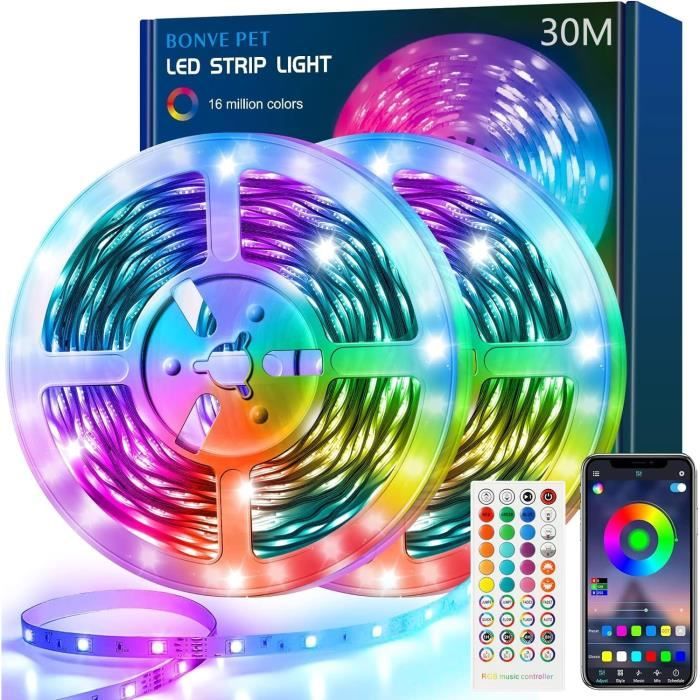 Ruban Led 30M(15Mx2) Bleutooth Bande Led Rgb Led Chambre Bande ...