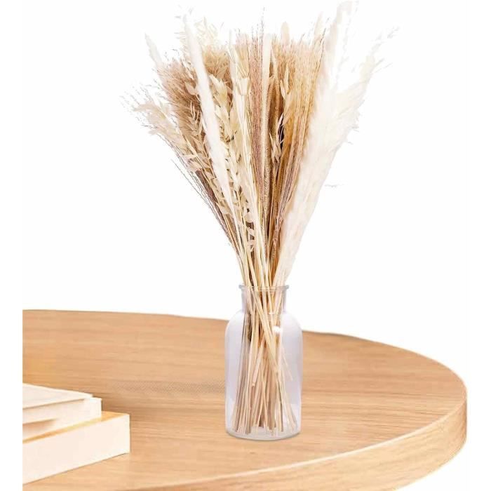 2 Vases Céramique Blancs 21 Cm - Pour Fleurs Séchées, Herbe De La Pampa - Décoration Table Moderne