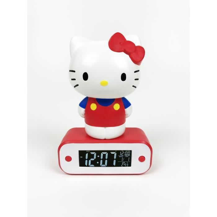 figurine hello kitty lumineuse - teknofun - fonction réveil et affichage de l'heure, date et température