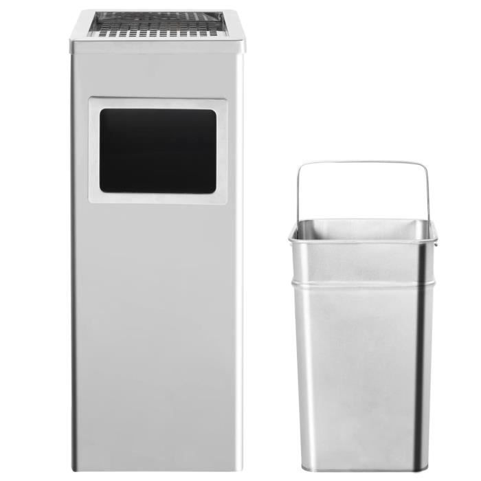 VidaXL Poubelle à Cendrier 30L Acier Gris - Idéal Hôtel Restaurant Bureau