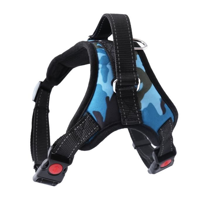 Harnais de poitrine pour animaux - GOGOU - Laisse pour animaux de compagnie - Chien - Camouflage bleu - Petit