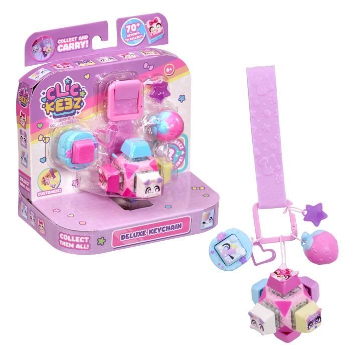 Clickeez - GOLIATH - Deluxe Porte-clés - Touches à collectionner - 1 cube clickeez + 4 clickeez + 3 charms - Dès 6 ans