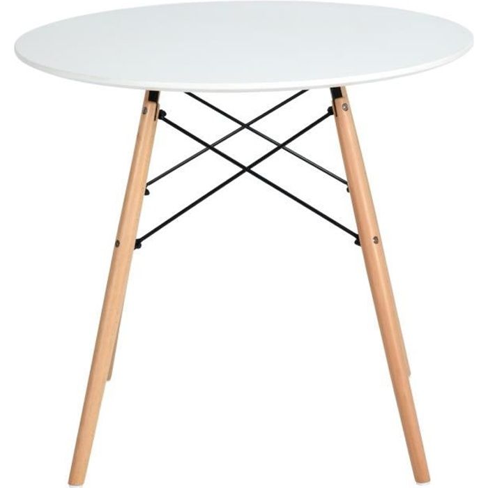 Table à manger scandinave ronde H.J WEDOO - blanc - 80cm - 2 à 4 personnes