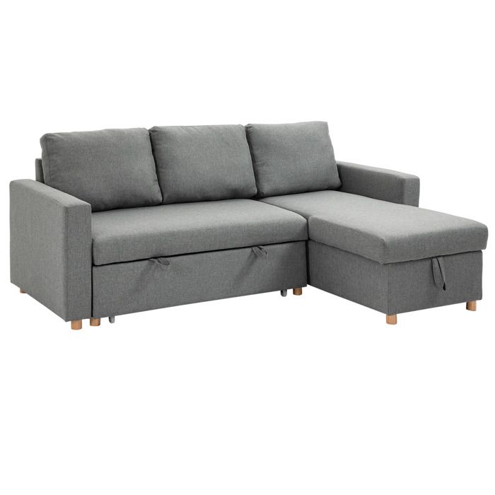 Canapé dangle - HOMCOM - convertible modulable méridienne réversible coffre intégré - lin - gris Canapé dangle - HOMCOM - convertible modulable méridienne réversible coffre intégré - lin - gris