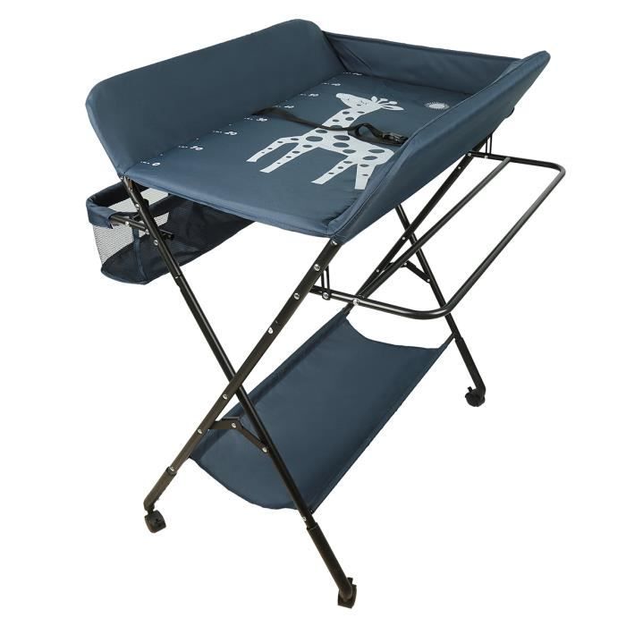 Table à langer pliante et portable HUOLE - Bleu foncé - Hauteur