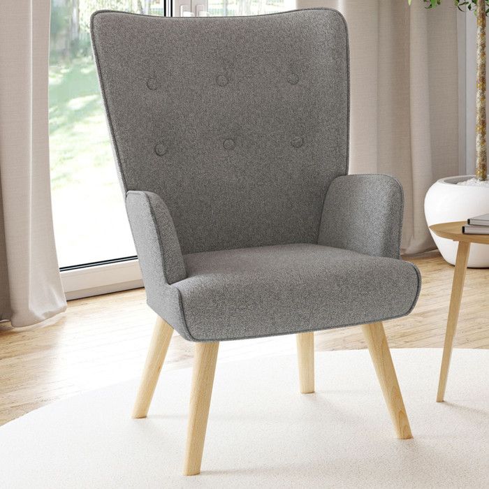 IDMARKET Fauteuil scandinave IVAR en tissu gris clair IDMARKET Fauteuil scandinave IVAR en tissu gris clair