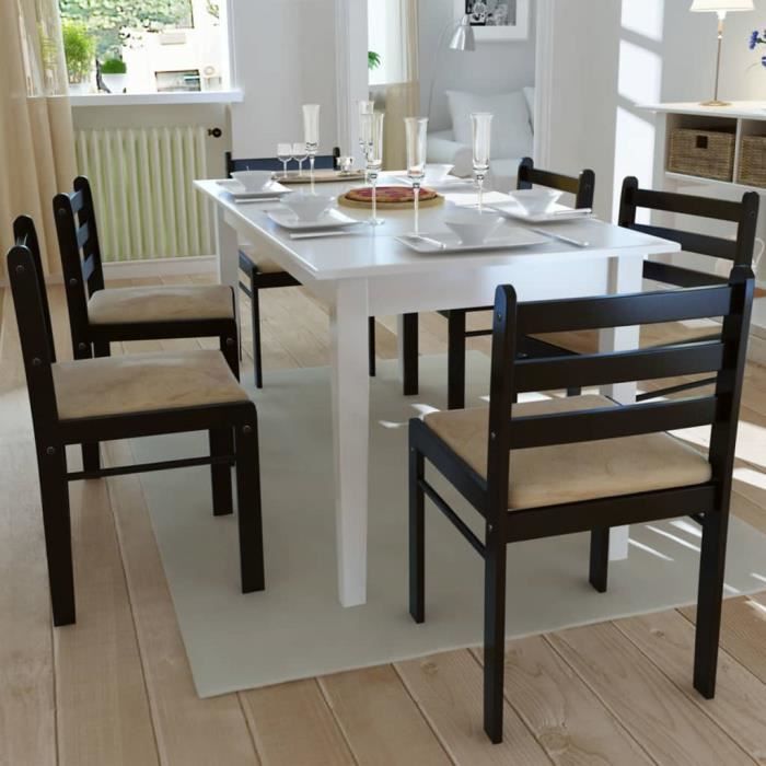 LE SHOP Chaises de salle à manger 6 pcs Marron Bois solide et velours 130113