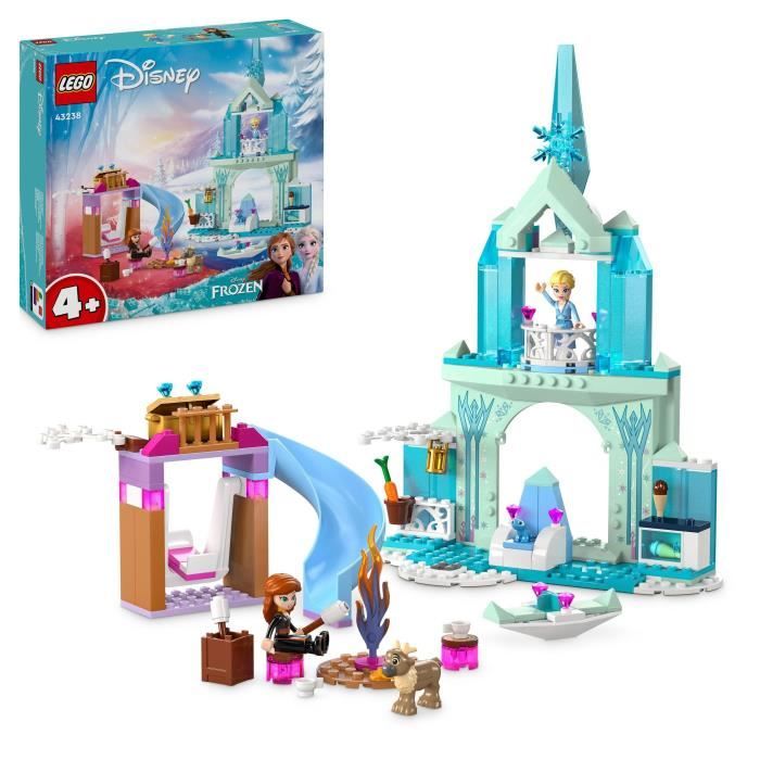 lego® 43238 disney princess le château de glace d’elsa, jouet de princesse la reine des neiges, 2 figurines animales