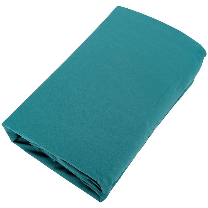 Drap housse uni 140x190 cm bonnet 35 cm percale de coton MANOIR vert Canard