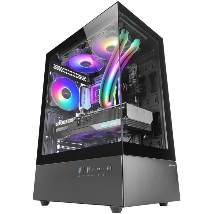 MARS GAMING MC-XO Boîtier Gaming ATX Double Verre Trempé Continu 90° Ventilateur FRGB 12cm Système Refroidissement SIDECOOL