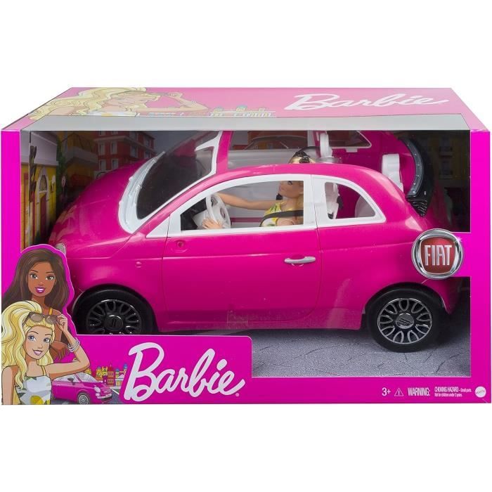 Coffret Barbie Voiture 500 Rose Pour Fiat 1 poupee mannequin Set Vehicule decapotable 4 places Jouet Fille 1 Carte Tigre