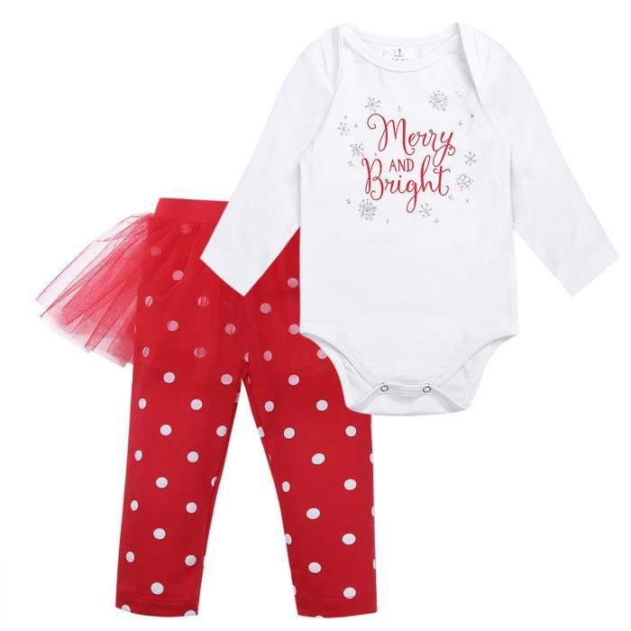 Bebe Fille Noel Vetements Ensemble Hiver Costume 6 24 Mois Blanc Rouge Cdiscount Pret A Porter