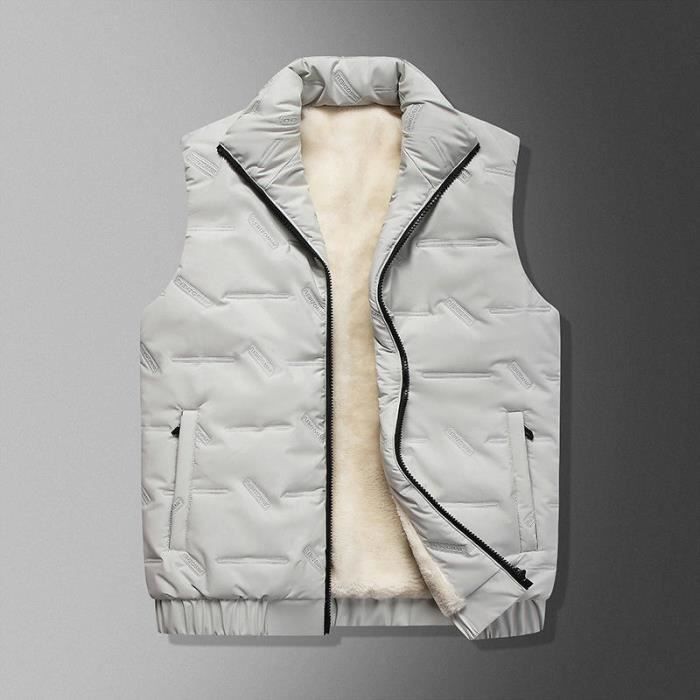 Doudoune sans Manches Homme Epais Chaude Double Polaire Fermeture