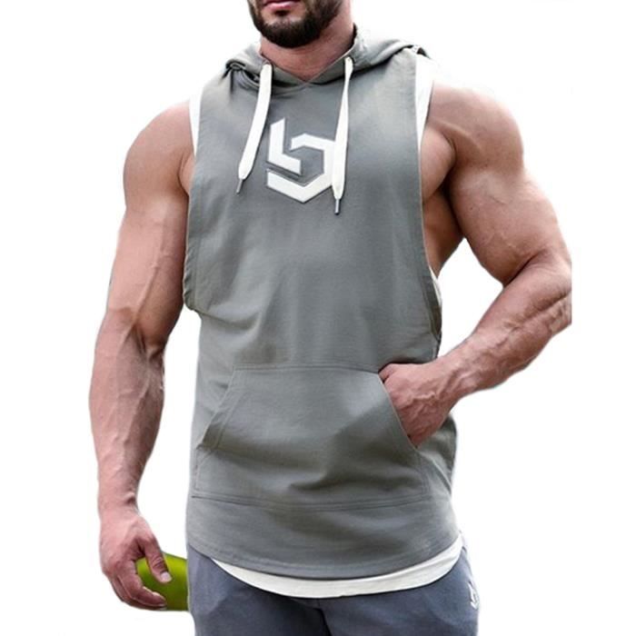 Débardeur a Capuche Homme Musculation Tank Top sans Manches Maillot  Sweatshirt sans Manche Hoodies Sleeveless T-Shirt Fitness Bodybuilding Sport  Fitness Unterhemden Sweats de Gym : : Mode