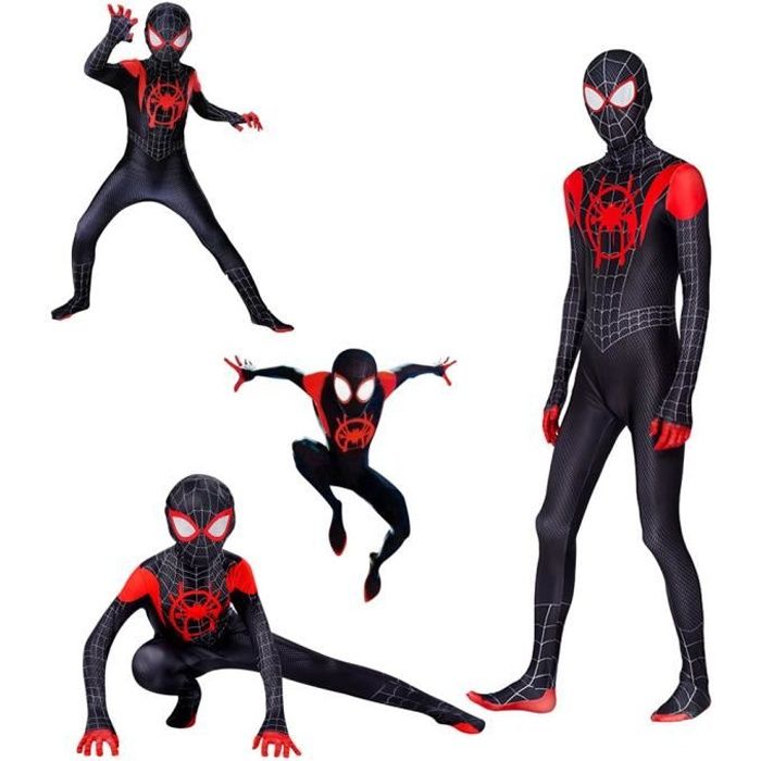 Déguisement Spiderman Miles Morales Cosplay Costume avec Masque Enfant  adulte Noir - Cdiscount Prêt-à-Porter