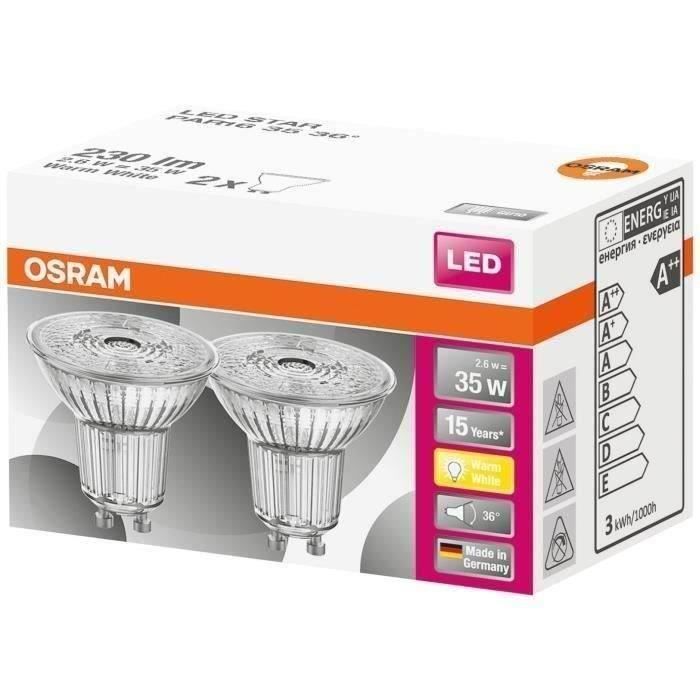 osram spot par16 led 36 verre 2.6w gu10 230lm 2700k chaud - boite de 2