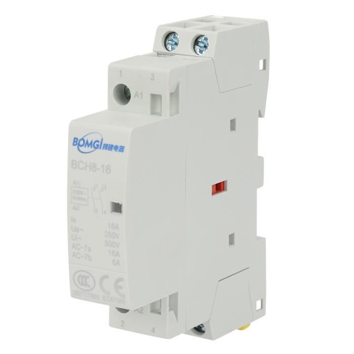 Contacteur AC HSR1-16 Heschen - 2 Pôles, 2 NC, Bobine 12 V DC, Montage Rail DIN