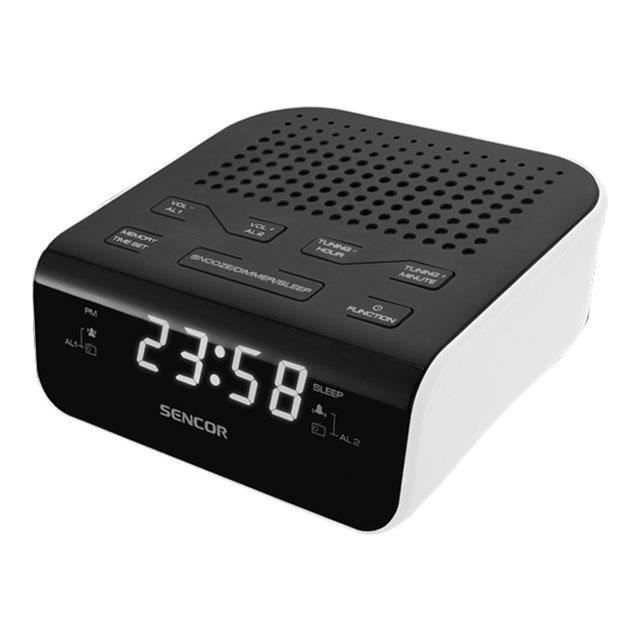 Radio-réveil SENCOR - SRC 136 WH - Tuner radio numérique FM - Variateur déclairage de laffichage