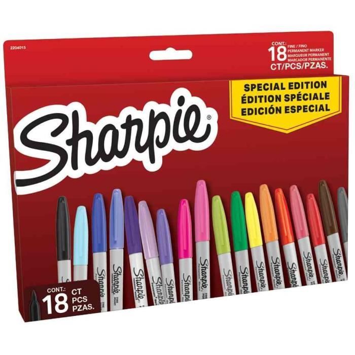 Sharpie Rouge Marqueur permanent - Sharpie - FINE - Pointe ogive - Rouge - 18 ...