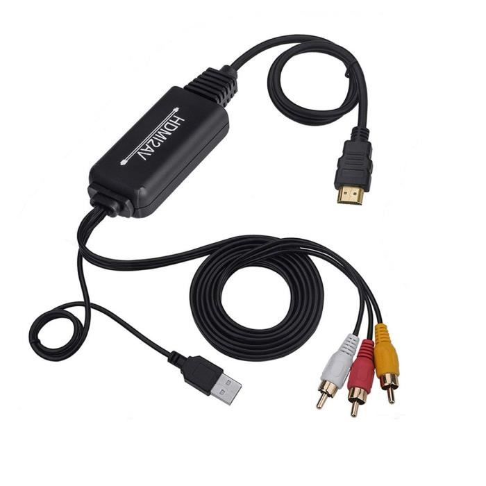 Câble HDMI Vers RCA,Câble Adaptateur Convertisseur HDMI Vers RCA,1080P