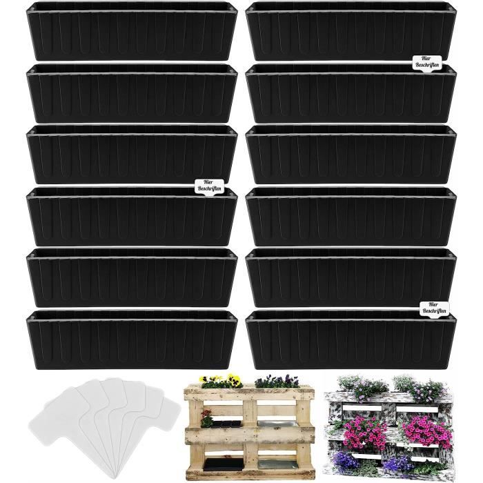 My-goodbuy24 Lot de 12 jardinières pour palettes - En plastique - Pour