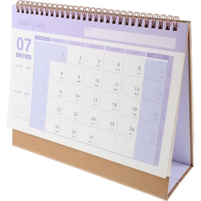 Calendrier De Bureau 2024-2025 (juillet 2024 à Décembre 2025) - Format Rabat Debout 19x16 Cm - Vert