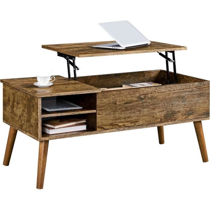 Table Basse Ronde Relevable Avec Plateau Et Étagère - Design Blanc Et Gris, 70x70x50 Cm, Parfaite Pour Salon Ou Bureau - 3