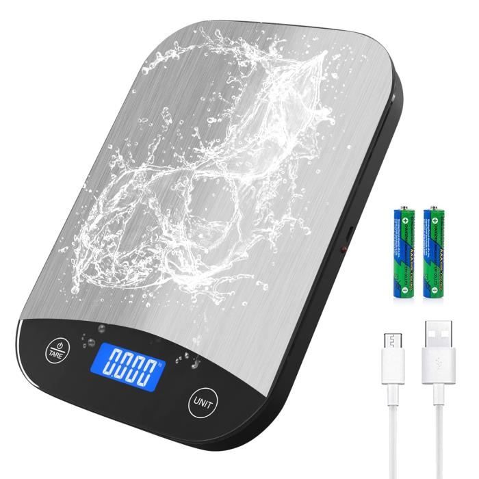Balance de cuisine numérique de 5 kg rechargeable par USB - 1 g - Balance alimentaire ultra fine avec fonction tare et arrêt automatique - LCD rétroéclairé en acier inoxydable (argent, 5 kg/1 g Balance de cuisine numérique de 5 kg rechargeable par USB - 1 g - Balance alimentaire ultra fine avec fonction tare et arrêt automatique - LCD rétroéclairé en acier inoxydable (argent, 5 kg/1 g