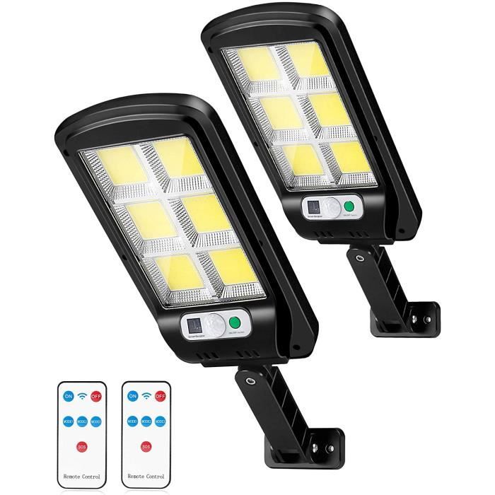 Stillcool®2pcs LED solaire PIR lampadaire 6 COB 3 Modes Éclairage de Garage Détecteur de mouvement sécurité étanche Jardin Chemin