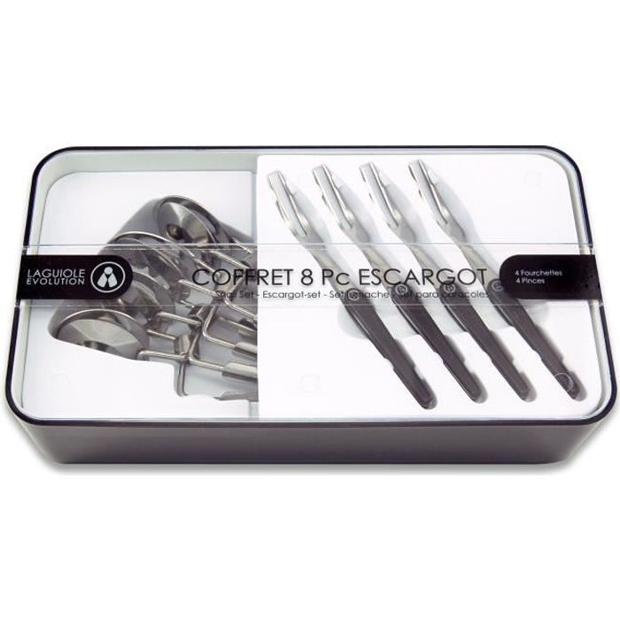 LAGUIOLE EVOLUTION Coffret de 8 pièces service à escargots manche Carbone