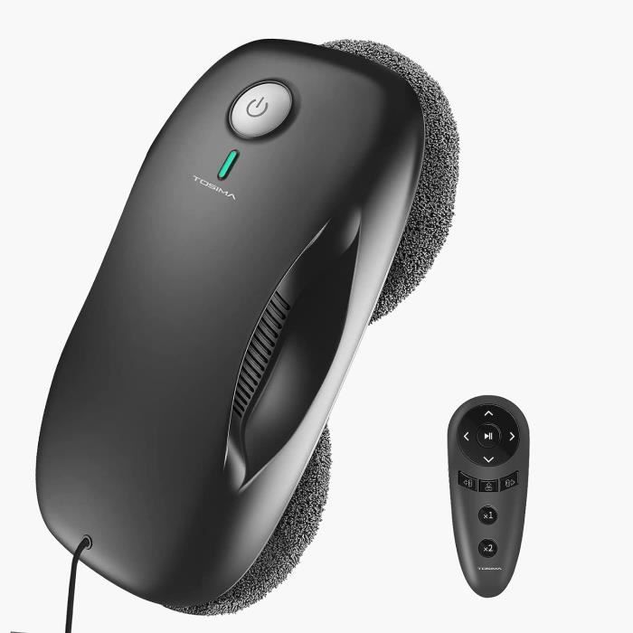 TOSIMA Robot lave-vitres W2 avec fonction de pulvérisation automatique réservoir de 80 ml triple système de sécurité