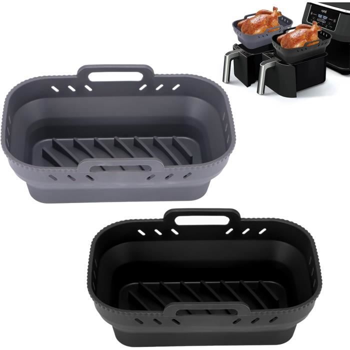 Moules En Silicone Pour Air Fryer Ninja Foodi AF400EU / Double Stack XL 9.5L - 2 Pièces Grises - Accessoire De Cuisson Sans Graisse
