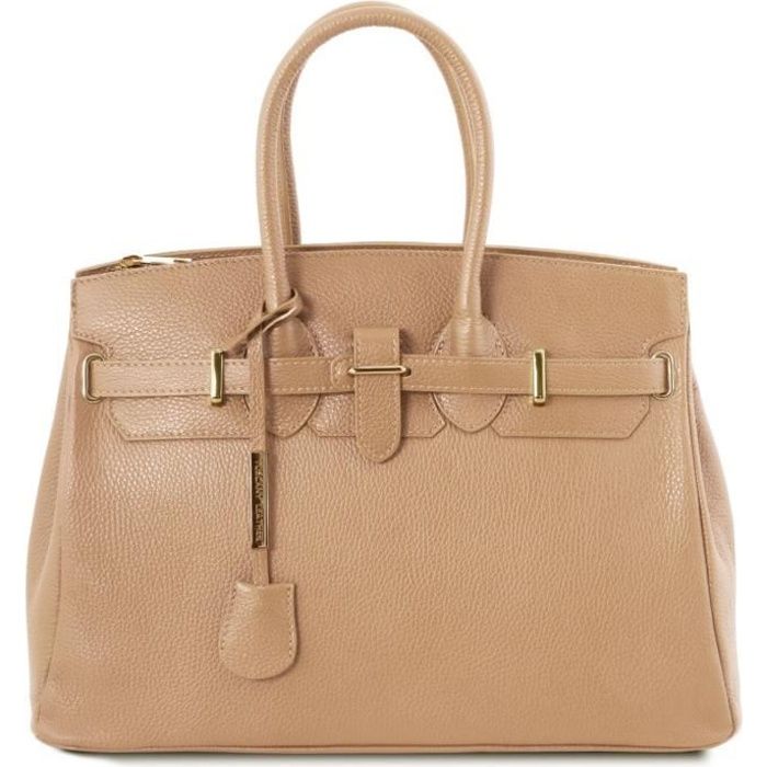 tuscany leather - tl bag - sac à main pour femme avec finitions couleur or - champagne (tl141529)