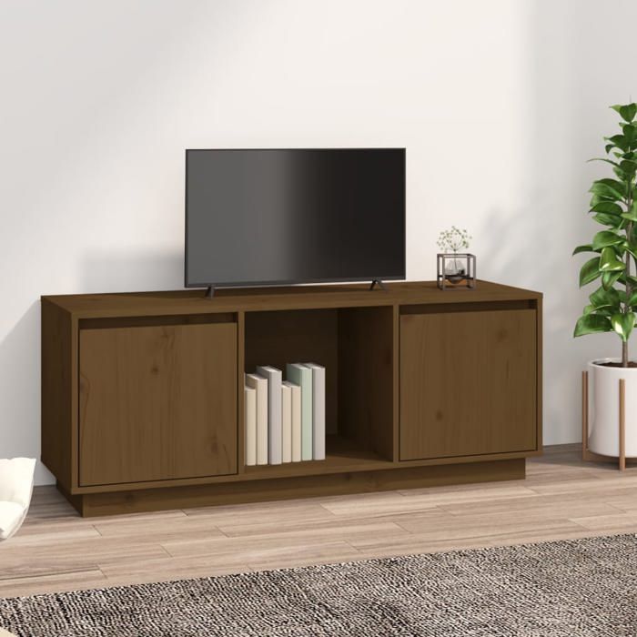 vidaXL Meuble TV Marron miel 1105x35x44 cm Bois de pin massif 814342