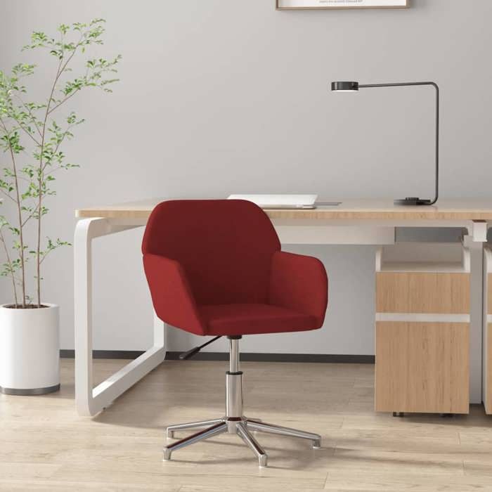 344715 vidaXL Chaise pivotante de bureau Rouge bordeaux Tissu