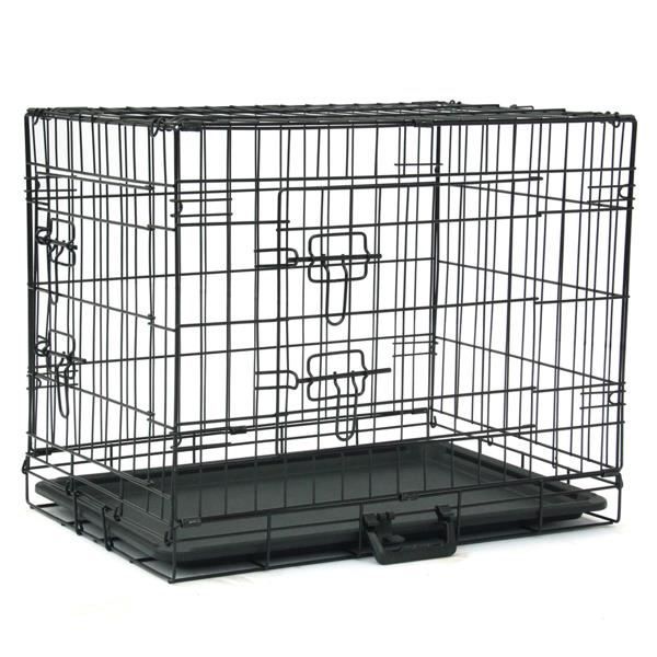 Wirlsweal®Cage de transport pliante pour chien|2 porte pour Chien en métal Noir 60 x 43 x 50 cm