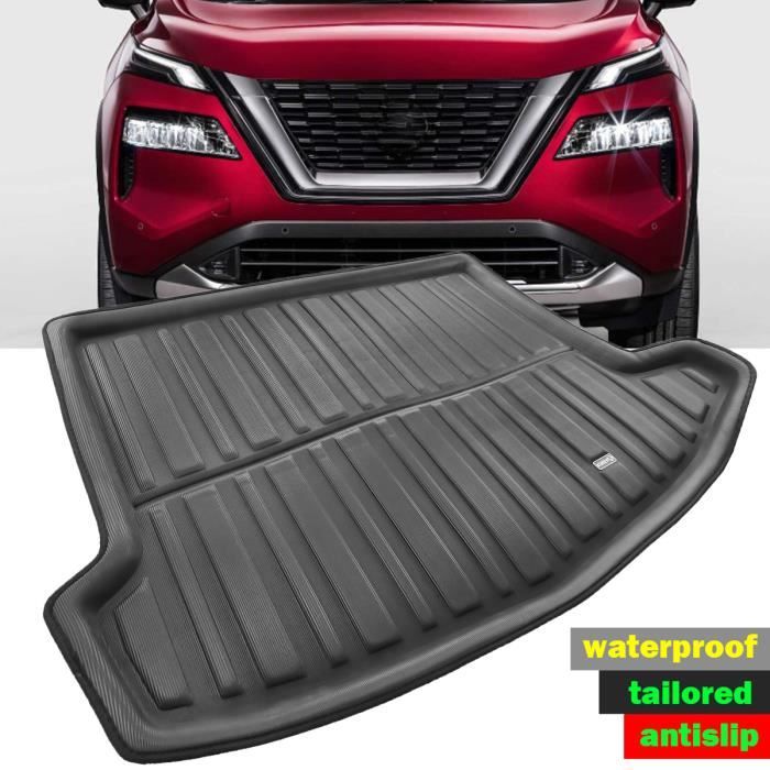 WWITH Voiture Tapis Coffre Pour Nissan X-Trail IV T33 5/7-seat 2022 2023 2024 2025, Cuir PU Imperméable Durable Antidérapant Et Anti-Usure Protection Coffre Voiture,A Black