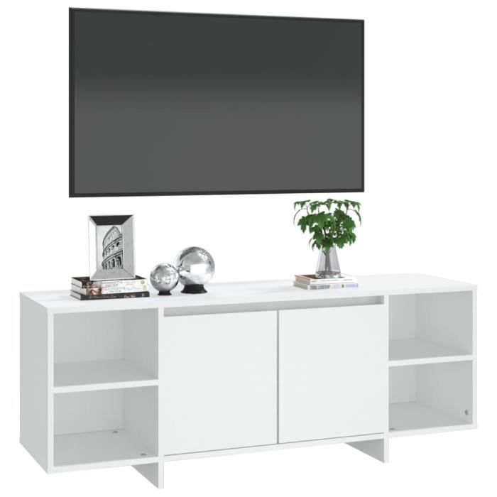 fhe - meubles - meuble tv blanc 130x35x50 cm aggloméré - dx1110