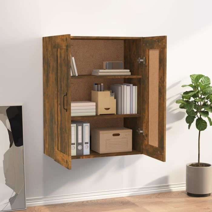 Armoire Murale Jasmina Acajou 60x50x12cm - Style Campagne Chic, Rangement Cuisine & Salle De Bain