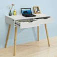 Bureau droit table de bureau blanc- style scandinave - 90x 45 x 77 cm-1