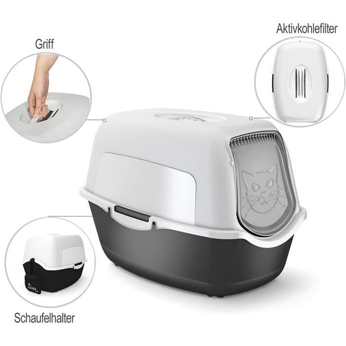 Bac A Litiere Ferme Pour Chat En Plastique Gris Et Noir Cdiscount Animalerie Bac A Litiere Ferme Pour Chat En Plastique Gris Et Noir Cdiscount Animalerie
